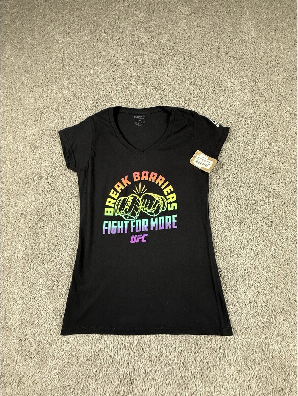 NWT Reebok UFC Women’s Black Cap Sleeve T-Shirt Small